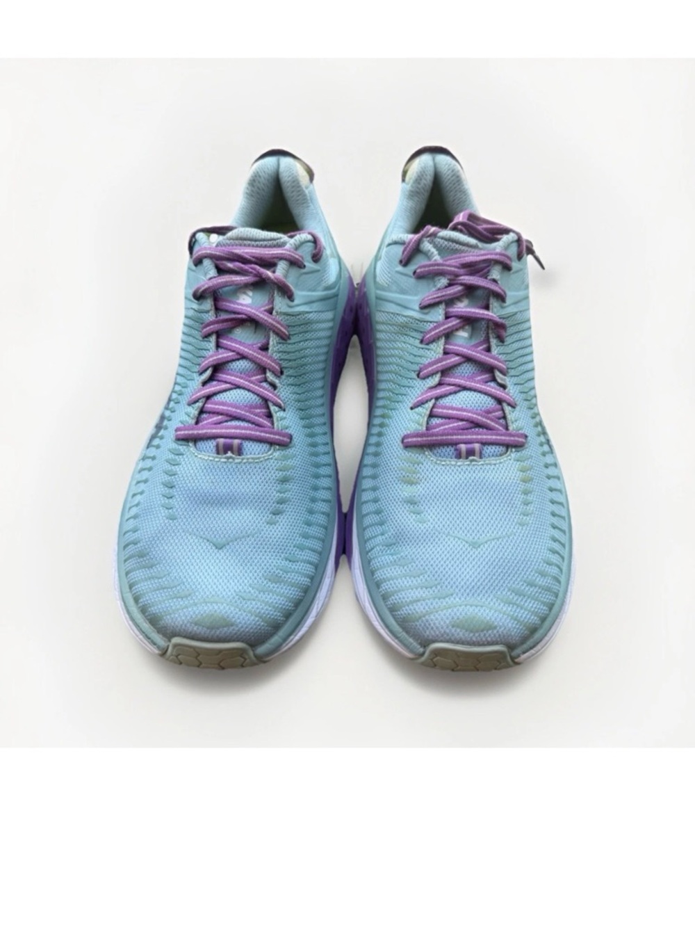 Hoka One One Womens Sz 9.5 Aqua Blue Purple Running Shoes Mesh Athletic Sneakers